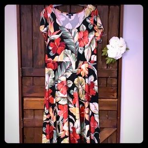 Women’s Chaps Fit&Flare Tropical Midi Dress